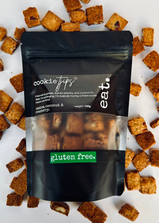 cookie tjips. - cashew, cranberry & coconut (gf only)