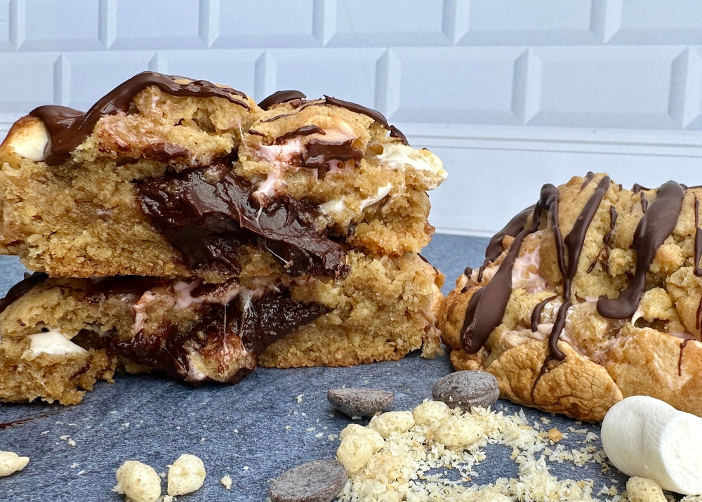 toasted coconut & rice krispie treat s'mores.
